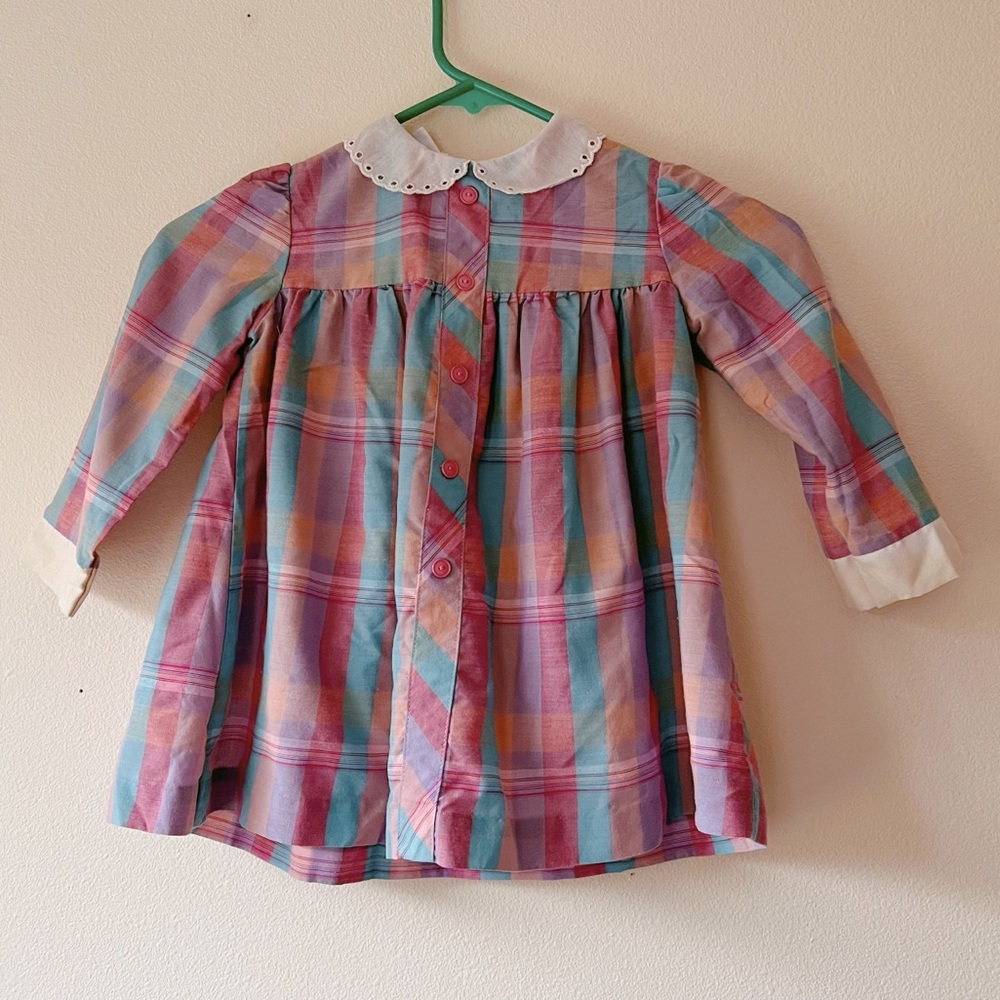Vintage plaid dainty preppy pink girls Kids Dress size 4T 5T‎